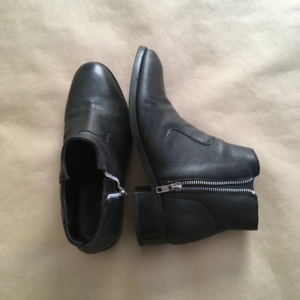 Black Booties with Zipper Details